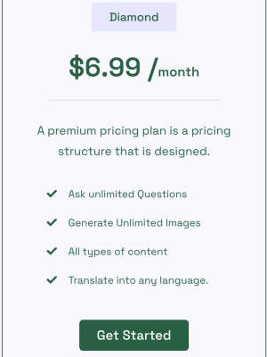 Diamond Plan subscription unlimited content and image generation